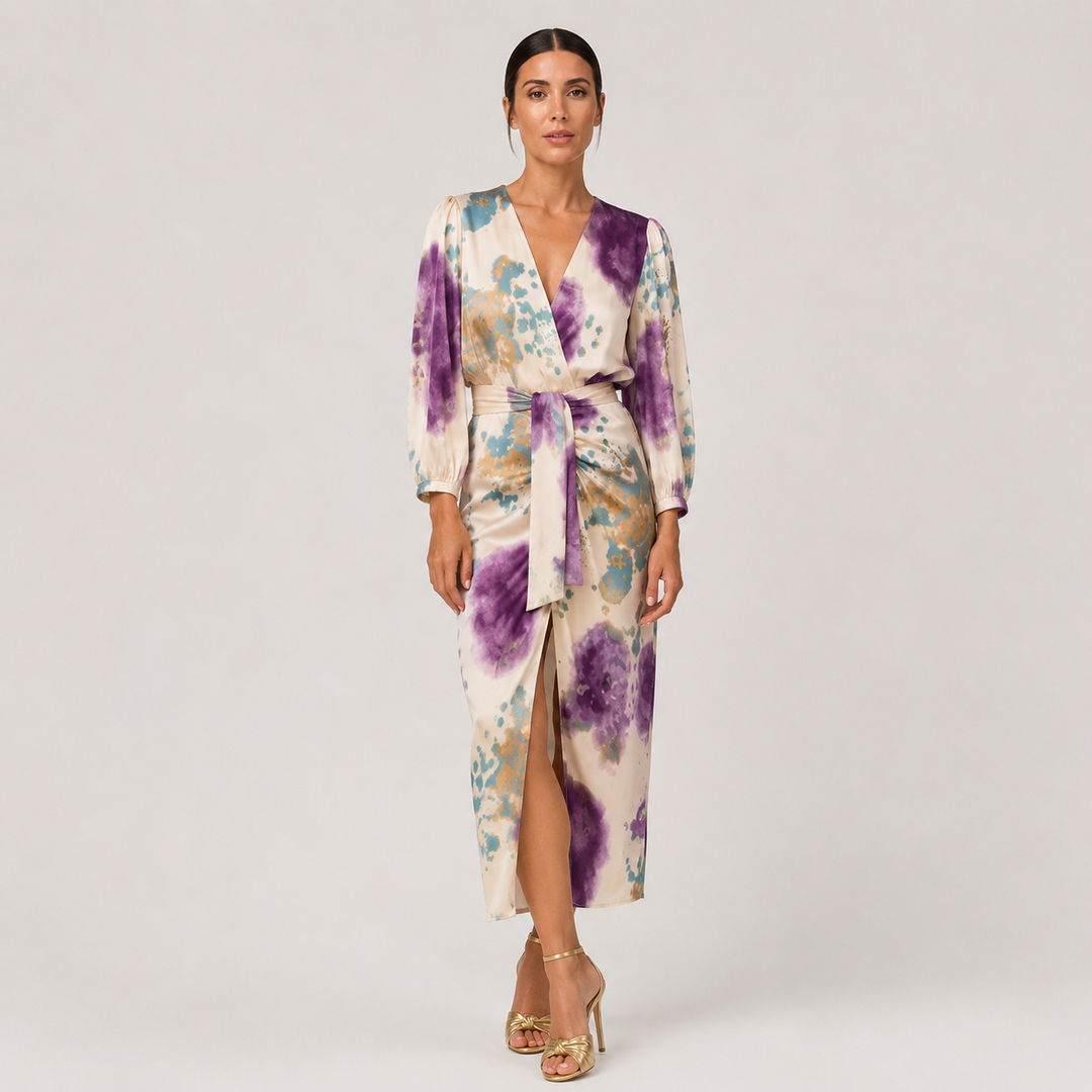 Valeria | Conjunto Estampado de Blusa y Falda Midi