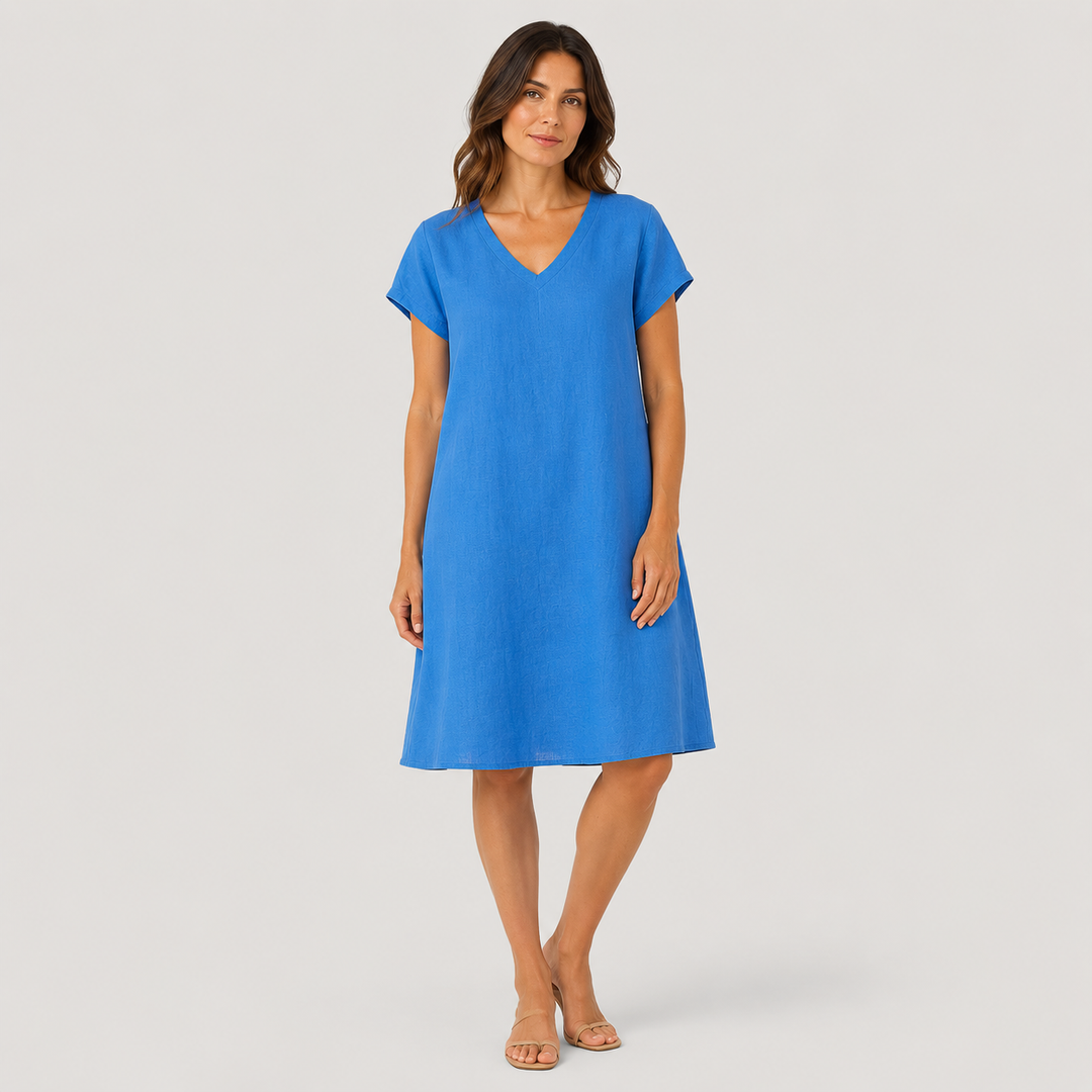 Klara | Vestido Midi de Algodón con Cuello en V