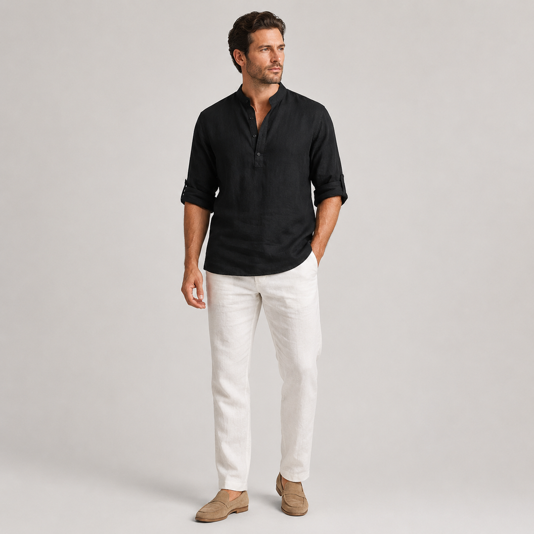 Mateo | Camisa de Lino Casual con Cuello Mao