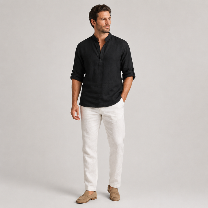 Mateo | Camisa de Lino Casual con Cuello Mao