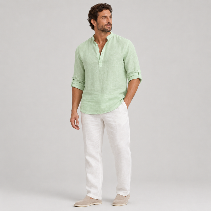 Mateo | Camisa de Lino Casual con Cuello Mao