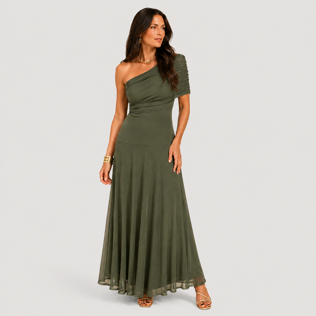 Valeria | Vestido Largo Asimétrico de Un Hombro