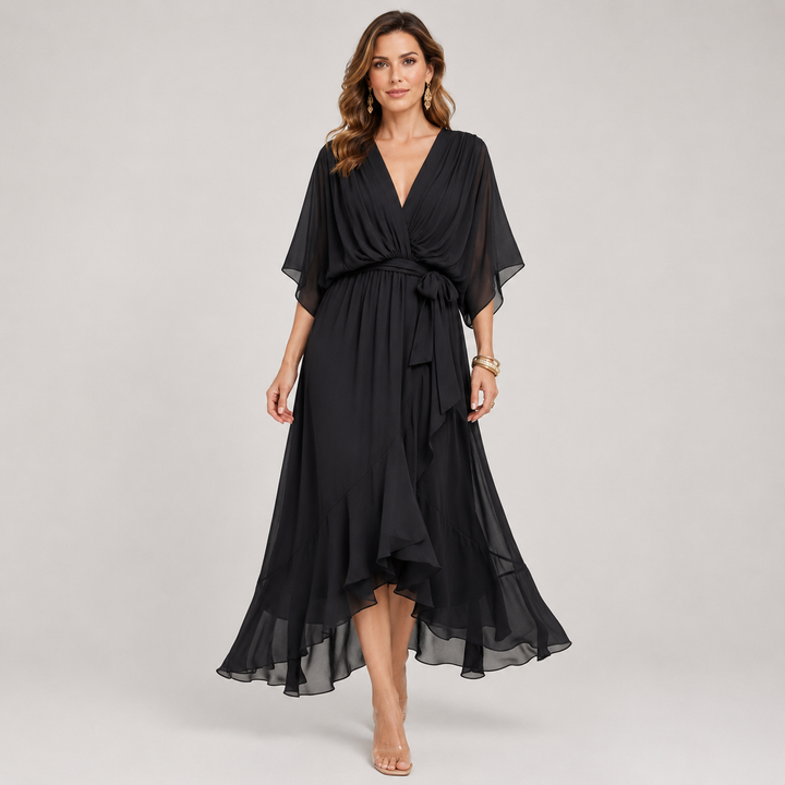 Isabel | Vestido Midi Cruzado con Cuello en V