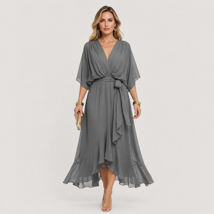 Isabel | Vestido Midi Cruzado con Cuello en V