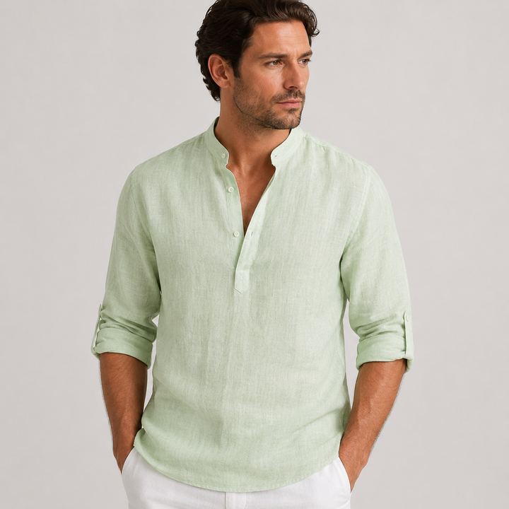 Mateo | Camisa de Lino Casual con Cuello Mao