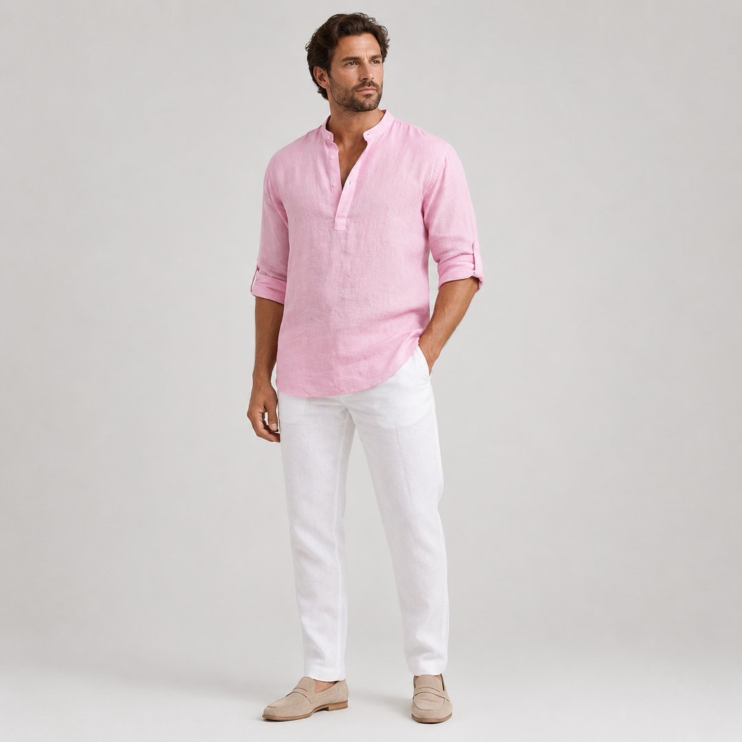 Mateo | Camisa de Lino Casual con Cuello Mao